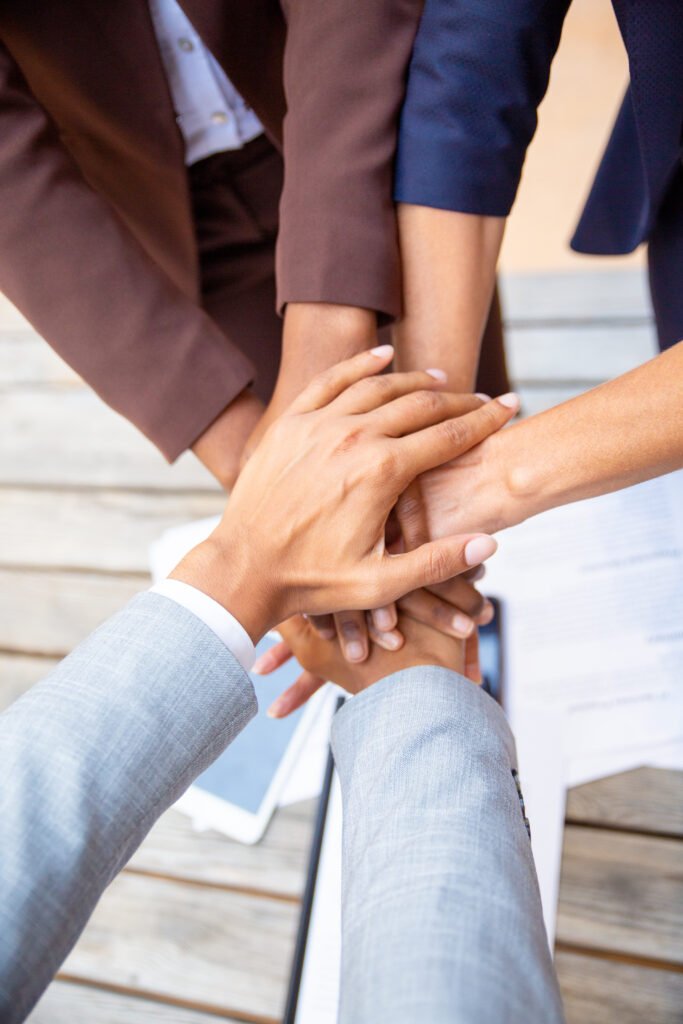 successful business team expressing unity